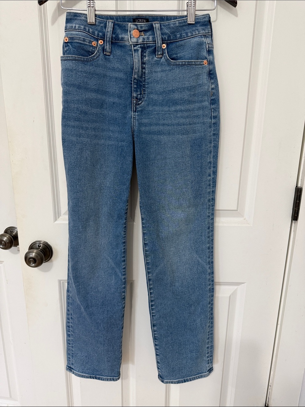 J.Crew Curvy Stovepipe Straight denim jeans size 25 blue jeans inseam 26”